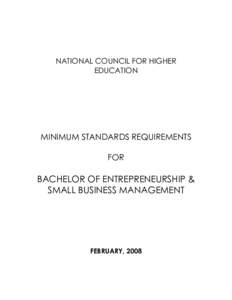 NATIONAL COUNCIL FOR HIGHER EDUCATION MINIMUM STANDARDS REQUIREMENTS FOR