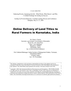 Bhoomi / Government of Karnataka / Village accountant / Politics / Land reform / Interactive kiosk / Land law / Leasehold estate / Economics / Real property law / Government / Crops