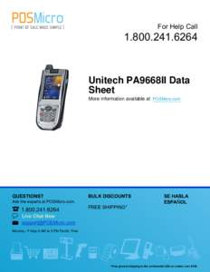 For Help Call[removed]Unitech PA9668II Data Sheet