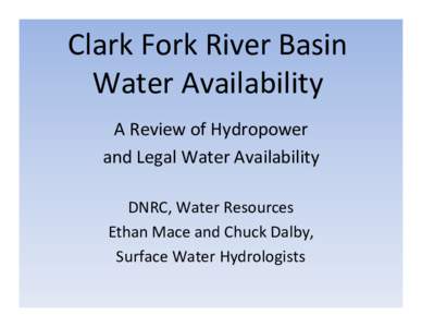 Clark Fork River Basin Water Availability