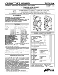 PD20X-X  OPERATOR’S MANUAL INCLUDING: OPERATION, INSTALLATION & MAINTENANCE  RELEASED: