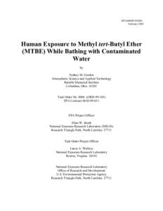 Human Exposure to Methyl tert-Butyl Ether (MTBE) while Bathing with Contaminated Water