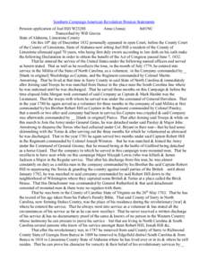 Southern Campaign American Revolution Pension Statements Pension application of Joel Hill W23288 Anne (Anna) fn81NC Transcribed by Will Graves State of Alabama, Limestone County