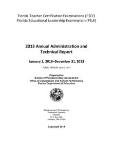 2013 Annual Administration and Technical Report