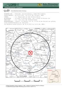 ERDBEBENDIENST SÜDWEST  Erdbebenmeldung ERDBEBEN BEI : Albstadt, Zollernalbkreis, Baden-Württemberg DATUM/UHRZEIT : amum 01:05 Uhr Ortszeit (MEZ) STÄRKE