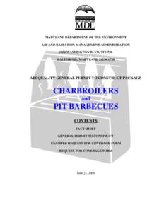 Air Quality General Permit to Construct Package - Charbroilers and Pit Barbeques