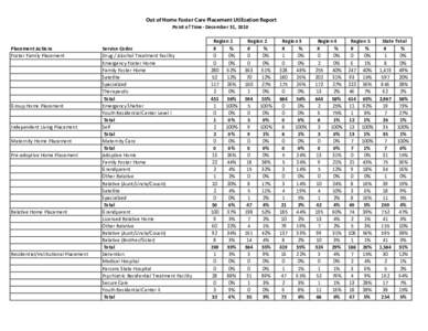 Out of Home Foster Care Placement Utilization Report