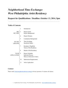    Neighborhood Time Exchange:   West Philadelphia Artist Residency    