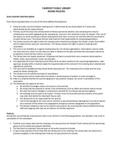 Rules Governing Application and Use of the Elma Gaffney Meeting Room of the Fairport Public Library