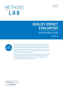 September[removed]REALIST IMPACT EVALUATION AN INTRODUCTION Gill Westhorp