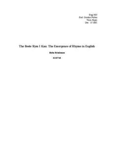 Engl 503 Prof. Gordon Fulton Term Paper