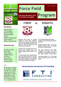 Volume 2, Issue 2  Force Field Program  Saturday, 8th March 2014