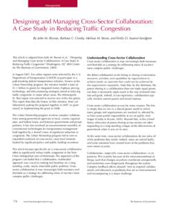 Management  Designing and Managing Cross-Sector Collaboration: A Case Study in Reducing Traffic Congestion