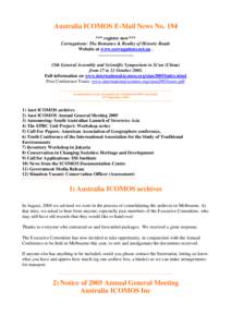 Australia ICOMOS E-Mail News No