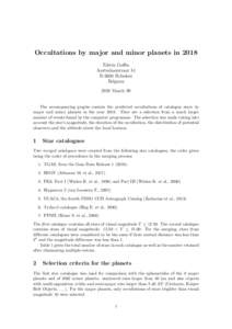 Occultations by major and minor planets in 2018 Edwin Goffin Aartselaarstraat 14 B-2660 Hoboken Belgium 2018 March 99