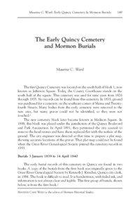 Maurine C. Ward: Early Quincy Cemetery & Mormon Burials  149
