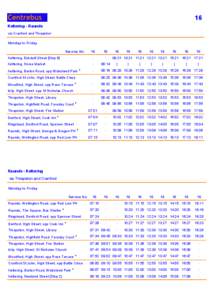 16 Kettering - Raunds via Cranford and Thrapston Monday to Friday Service No: