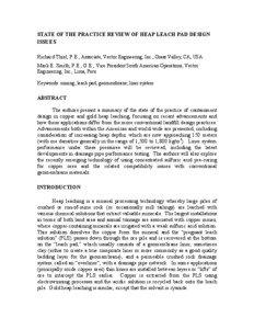 STATE OF THE PRACTICE REVIEW OF HEAP LEACH PAD DESIGN ISSUES Richard Thiel, P.E., Associate, Vector Engineering, Inc., Grass Valley, CA, USA