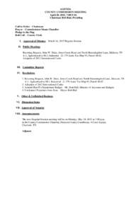 AGENDA COUNTY COMMISSION MEETING April 20, 2015, 7:00 P.M. Chairman Bob Rial, Presiding Call to Order – Chairman Prayer – Commissioner Shane Chandler