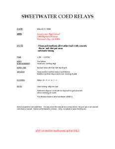 SWEETWATER COED RELAYS DATE: March 22, 2014  SITE: