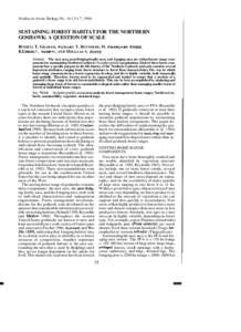 Studies in Avian Biology No. 16: [removed], [removed]SUSTAINING FOREST HABITAT FOR THE NORTHERN GOSHAWK: A QUESTION OF SCALE RUSSELL T. GRAHAM, RICHARDT. REYNOLDS, M. HILDEGARD REISER,