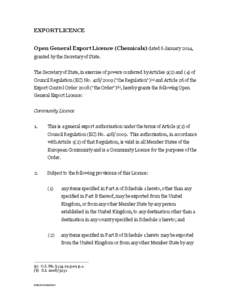 Open General Export Licence (Chemicals) dated 12th  August 2009