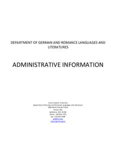 Welcome to the Department of German and Romance Languages and Literatures