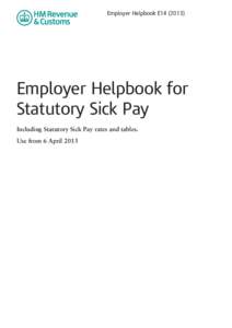 E14[removed]Employer Helpbook FOR Statutory Sick Pay
