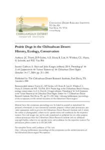 Chihuahuan Desert Research Institute P.O. Box 905 Fort Davis, TXwww.cdri.org  Prairie Dogs in the Chihuahuan Desert: