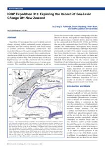 6FLHQFH5HSRUWV 6FLHQFH5HSRUWV IODP Expedition 317: Exploring the Record of Sea-Level Change Off New Zealand by Craig S. Fulthorpe, Koichi Hoyanagi, Peter Blum,