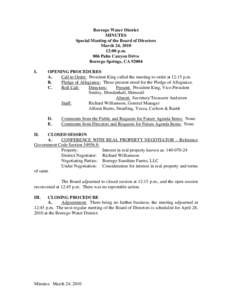 Borrego Water District MINUTES Special Meeting of the Board of Directors March 24, :00 p.m. 806 Palm Canyon Drive