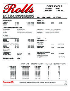 DEEP CYCLE SERIES: MODEL: WWW.ROLLSBATTERY.COM