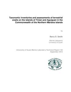 Taxonomic inventories and assessments of terrestrial snails on the islands of Tinian and Aguiguan in the Commonwealth of the Northern Mariana islands by