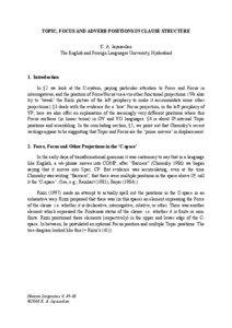 TOPIC, FOCUS AND ADVERB POSITIONS IN CLAUSE STRUCTURE K. A. Jayaseelan The English and Foreign Languages University, Hyderabad