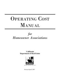 OPERATING COST MANUAL for Homeowner Associations  California