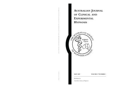 AUSTRALIAN JOURNAL OF CLINICAL AND EXPERIMENTAL HYPNOSIS  PRINT POST APPROVED PP[removed]8268_Hypnosis_cover.indd 1