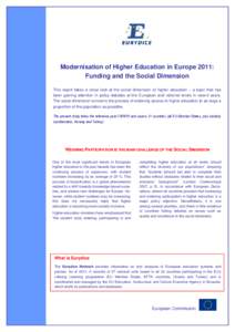 Modernisation of Higher Education in Europe 2011: Funding and the Social Dimension