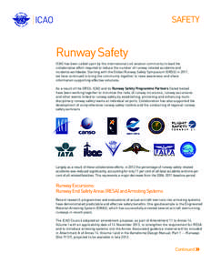 SAFETY  Runway Safety ICAO has been called upon by the international civil aviation community to lead the collaborative effort required to reduce the number of runway-related accidents and incidents worldwide. Starting w
