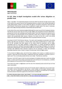European Union Election Assessment Team Afghanistan 2014    PRESS	
  RELEASE	
  