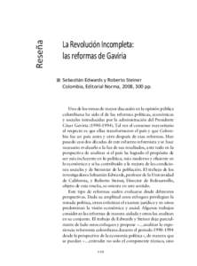 Reseña  •RESEÑAS• La Revolución Incompleta: las reformas de Gaviria