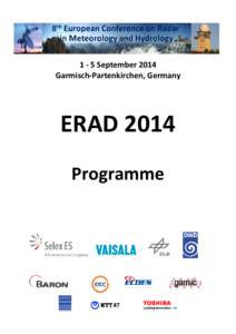 1 - 5 September 2014 Garmisch-Partenkirchen, Germany ERAD 2014 Programme