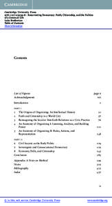 Cambridge University Press[removed]8 - Resurrecting Democracy: Faith, Citizenship, and the Politics of a Common Life Luke Bretherton Table of Contents More information
