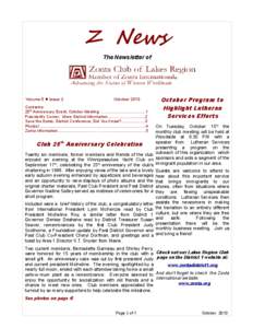 Z News The Newsletter of Volume 5 ● Issue 2  October 2013