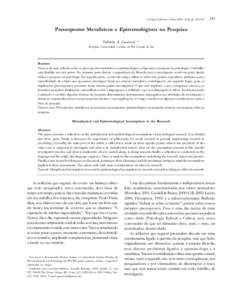 Psicologia: Reflexão e Crítica, 2003, 16(2), pp[removed]Pressupostos Metafísicos e Epistemológicos na Pesquisa Pedrinho A. Guareschi 1 2