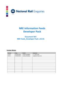 NRE Information Feeds Developer Pack Document Ref: NRE Feeds_Developer Pack vVersion History