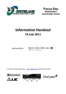 Focus Day Wallacetown Community Centre Highway  Information Handout