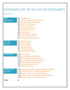 COMPLETE LIST OF ON CO-OP FACTSHEETS UPDATED JULY, 2013 BEST  BP01: Developing a Co-op