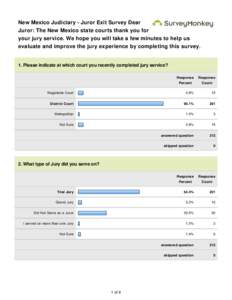 New Mexico Judiciary - Juror Exit Survey Dear Juror: The New Mexico state courts thank you for your jury service. We hope you will take a few minutes to help us evaluate and improve the jury experience by completing this