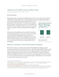 1  PEW SOCIAL & DEMOGRAPHIC TRENDS A Recovery No Better than the Recession Median Household Income, 2007 to 2011