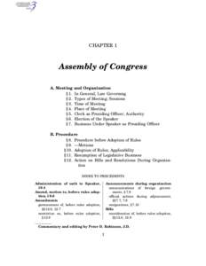 CHAPTER 1  Assembly of Congress A. Meeting § 1. § 2.